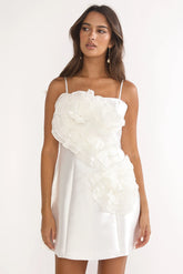 Cosmique 3D Ruffle Design Mini Dress White