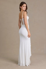 Embellished Lace Corset Gown in White