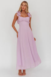 Eloquent Lace-Up Back Maxi Dress Lilac