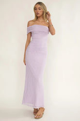 Gala One-Shoulder Textured Maxi Dress Lilac