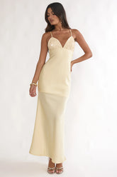 Brynn Sequin Bust Open Back Maxi Dress Butter