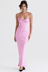 pink corset maxi dress