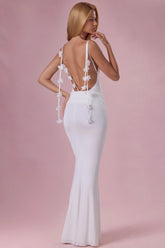 Jersey Draped Gown in White