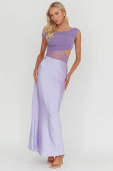 In Blooms Mesh Bodice Maxi Dress Lilac