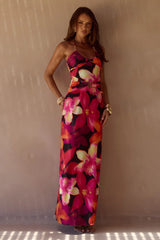 NINA RUCHED HALTER MAXI DRESS - SKYE BLACK