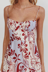 Echoes Tied Back A-Line Midi Dress Floral Lilac