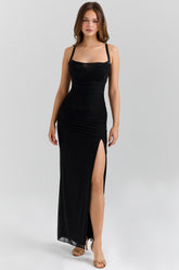black mesh maxi dress