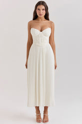 ivory pleated maxi dress
