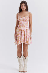 light lavender print corset dress