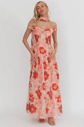 Kaycee Drop Waist Maxi Dress Floral Red