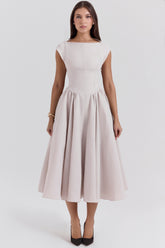 french dove moire satin backless midi dress