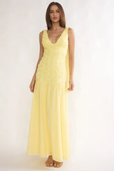 Marcellia Tied Back Maxi Dress Embellished Yellow
