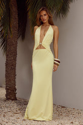 HALSTON HALTER MAXI DRESS - LEMON