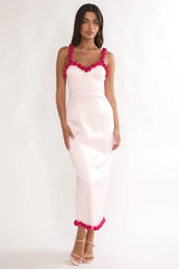 Delyse Rosette Trim Maxi Dress Pink