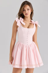 pink stretch cotton mini dress