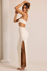 Embellished Cut Out Maxi Dress in White