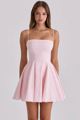pink cotton flared mini sundress