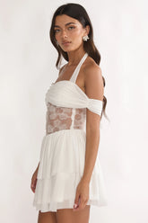 Esmara Mesh Waist Halter Mini Dress White