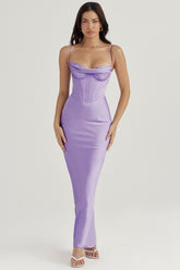 lavender corset maxi dress