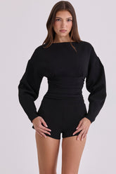 black crepe contour playsuit