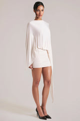 Draped Cape Mini Dress in Ivory