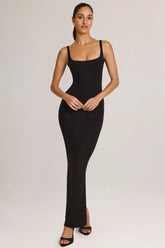 Modal Square Neck Maxi Dress in Black