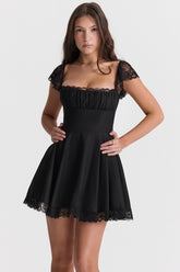 black a-line mini dress