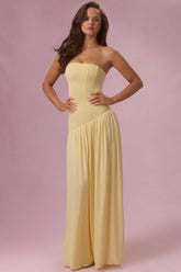 Jersey Strapless Gown in Butter Yellow