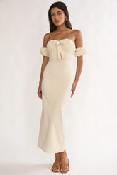 Maelis Off-Shoulder Puff Sleeve Maxi Dress Vanilla
