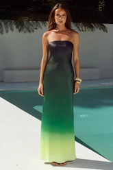 CELESTE STRAPLESS MAXI DRESS - PINE OMBRE