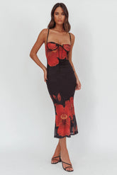 Fortune Bust Tie Maxi Dress Hibiscus Black