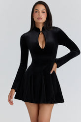 black velvet keyhole mini dress