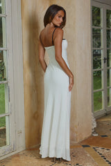 CHARLOTTE BUSTIER SLIP MAXI DRESS - IVORY/BLACK POLKA