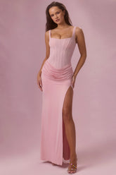 Mesh Draped Bridesmaid Dress in Blush Pink