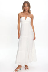 Dorelle V-Bust Halter Maxi Dress White