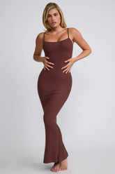 Modal Scoop-Neck Maxi Dress in Chocolate