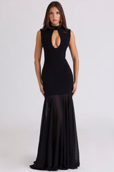 black keyhole maxi dress