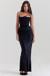 black strapless corset dress
