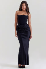black strapless corset dress