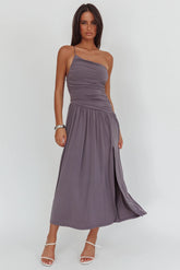 Destination One-Shoulder Maxi Dress Taupe
