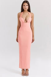 sorbet crepe halter maxi dress
