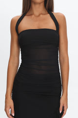 Lorely Halterneck Mesh Maxi Dress Black
