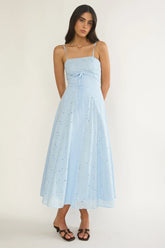 Shaye Embroidery Insert Maxi Dress Blue