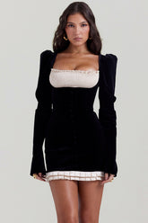 black & vintage cream mini dress