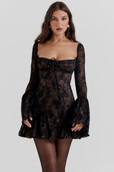 black lace corset dress