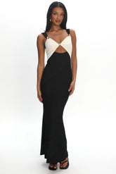 Freyja Contrast Maxi Dress Oyster/Black