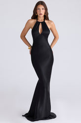 black satin maxi dress
