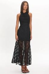 Savana Halterneck Embellished Maxi Dress Black