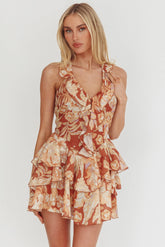 Live Loud Ruffle Layered Hem Mini Dress Floral