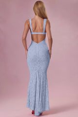 Lace Sweetheart-Neck Gown in Powder Blue